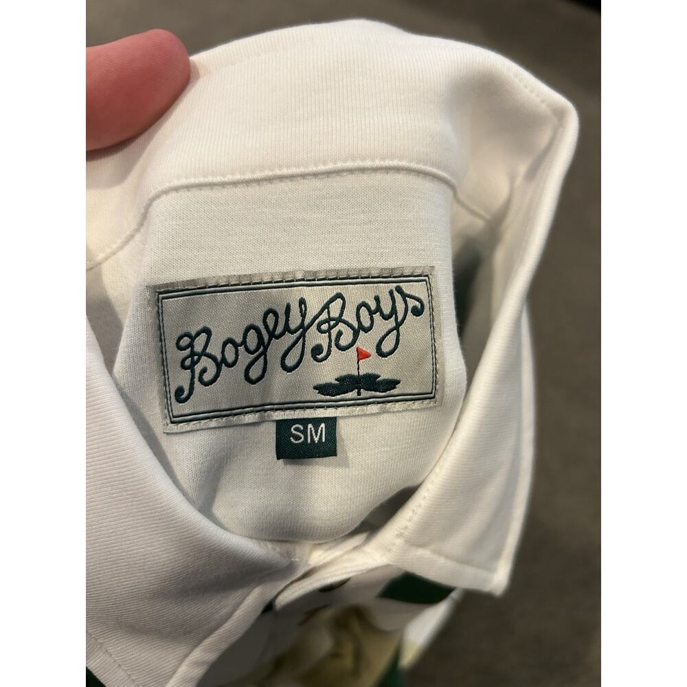 Bogey Boys Long sleeve Green Yellow Polo Offset‎ Check Men's Size Small - Picture 3 of 5